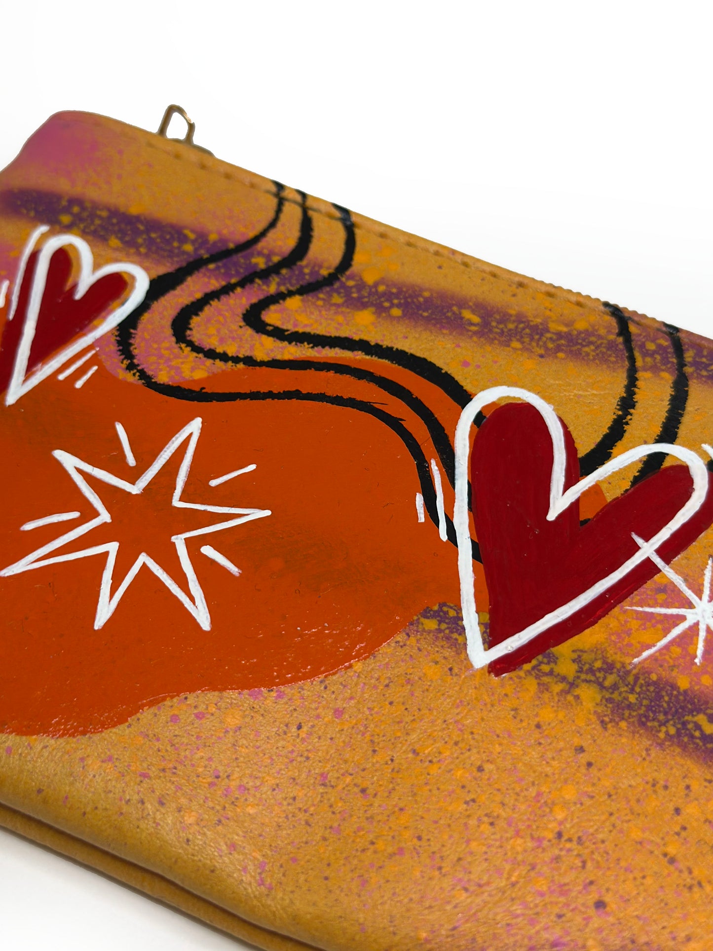 Hearts & Stars Hand-Painted Clutch