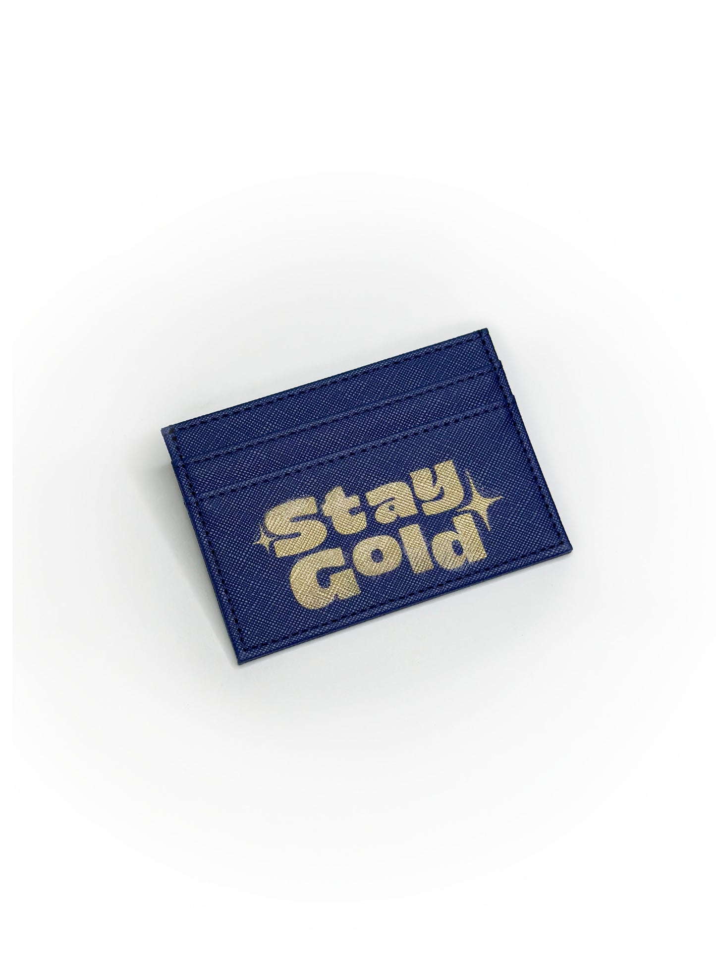 “STAY GOLD” Hand-Painted Navy Cardholder