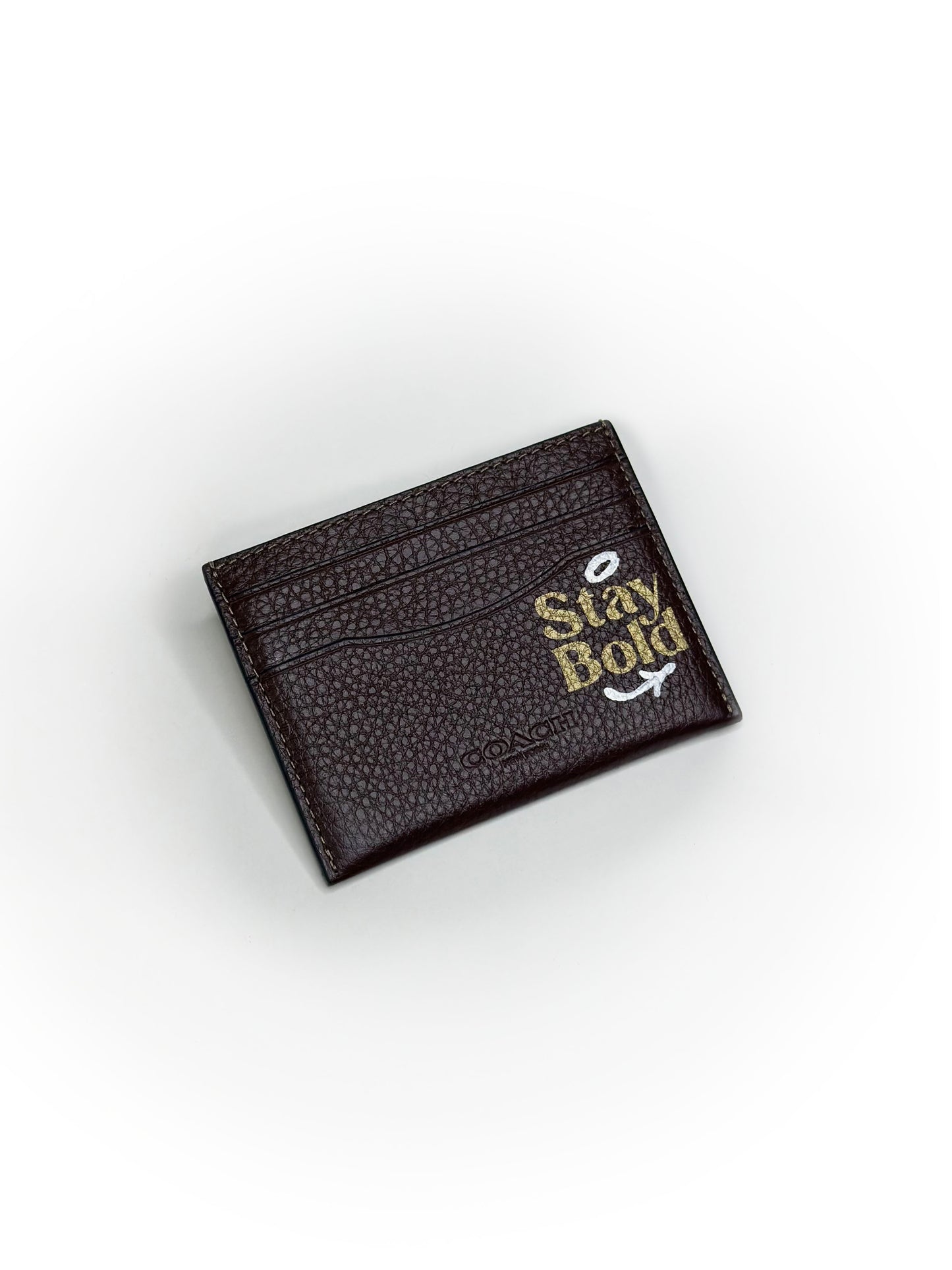 Coach Dark Brown “STAY BOLD” Hand-Painted Cardholder