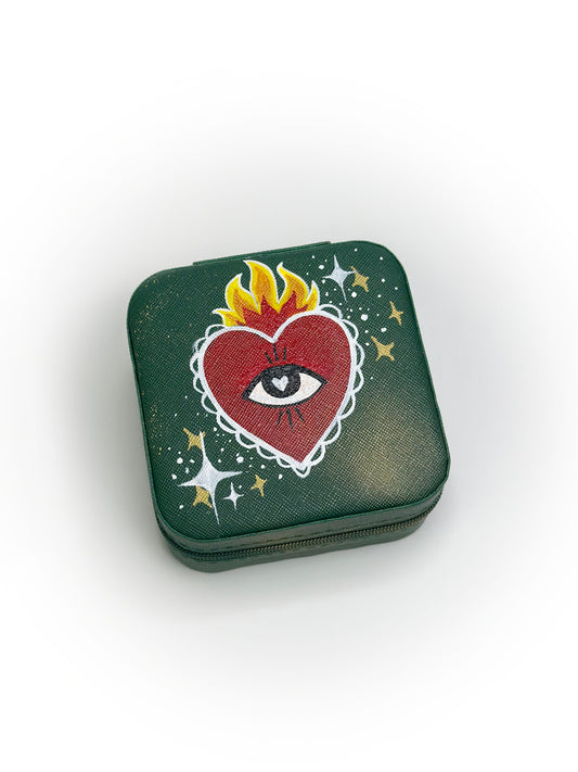 Sacred Heart & Eye Hand-Painted Jewelry Box