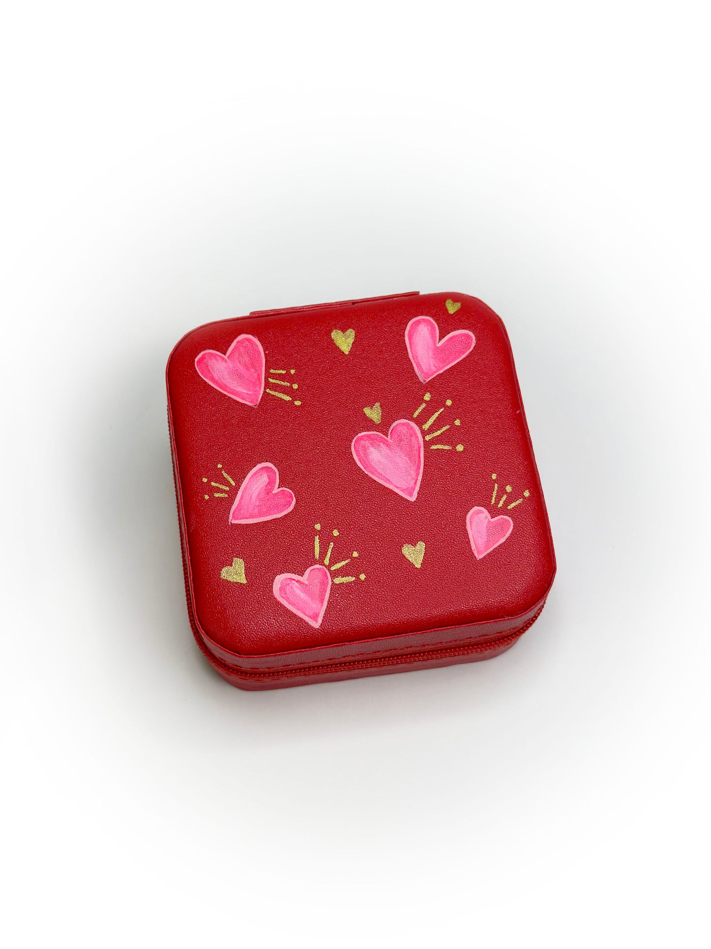 Golden Hearts Hand-Painted Jewelry Box