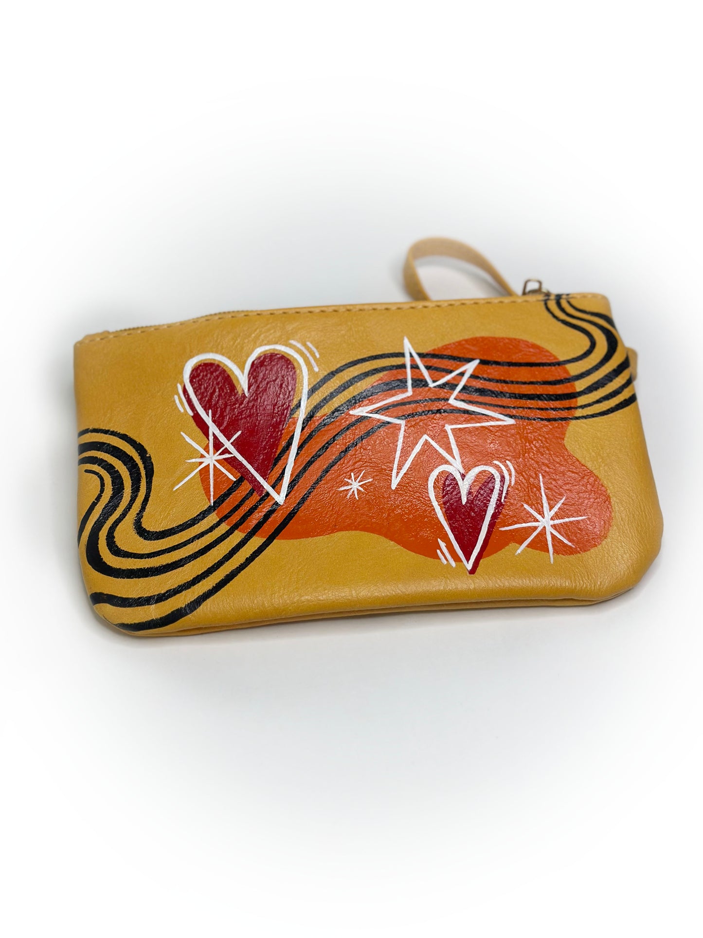 Hearts & Stars Hand-Painted Clutch