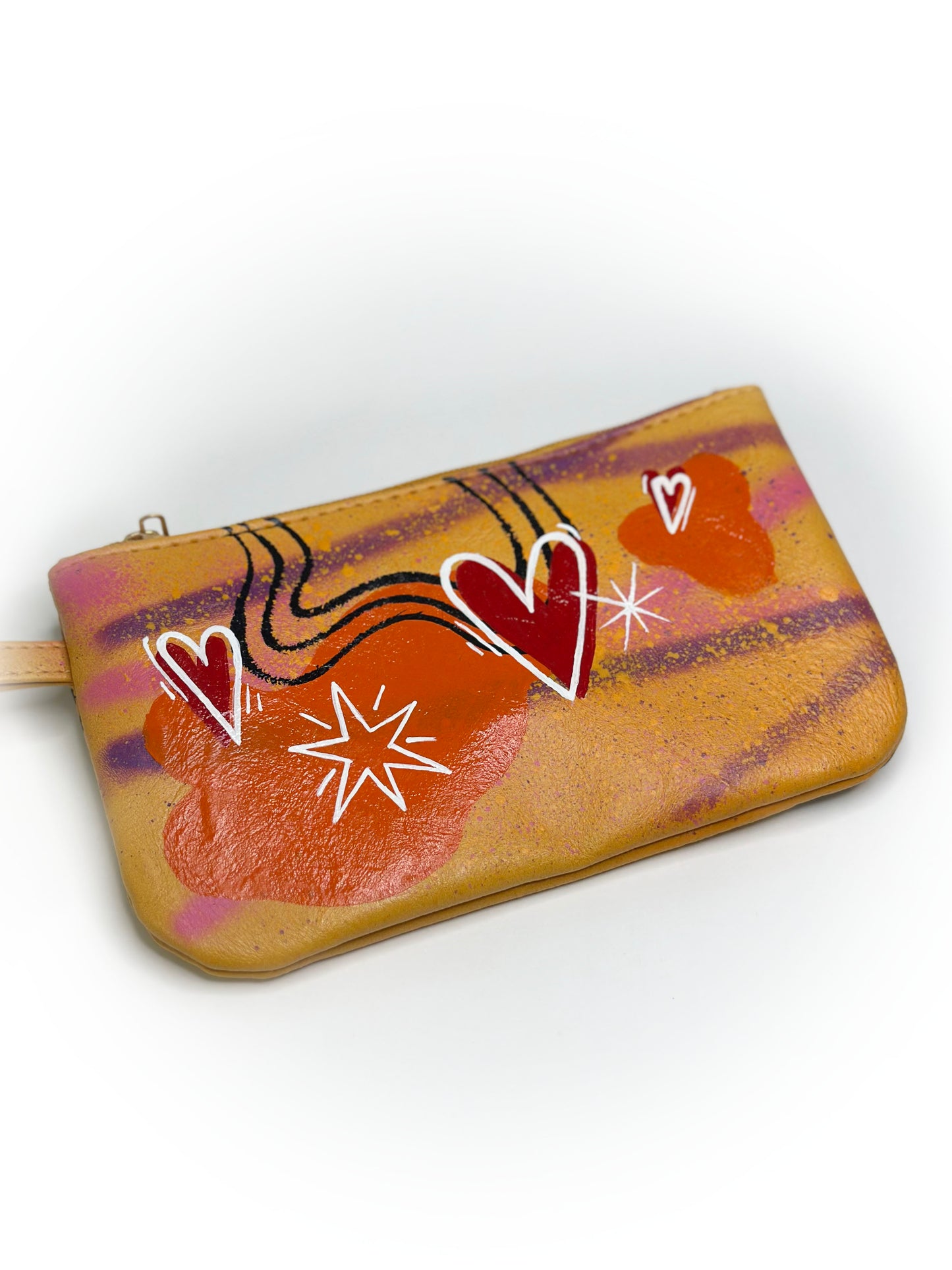 Hearts & Stars Hand-Painted Clutch