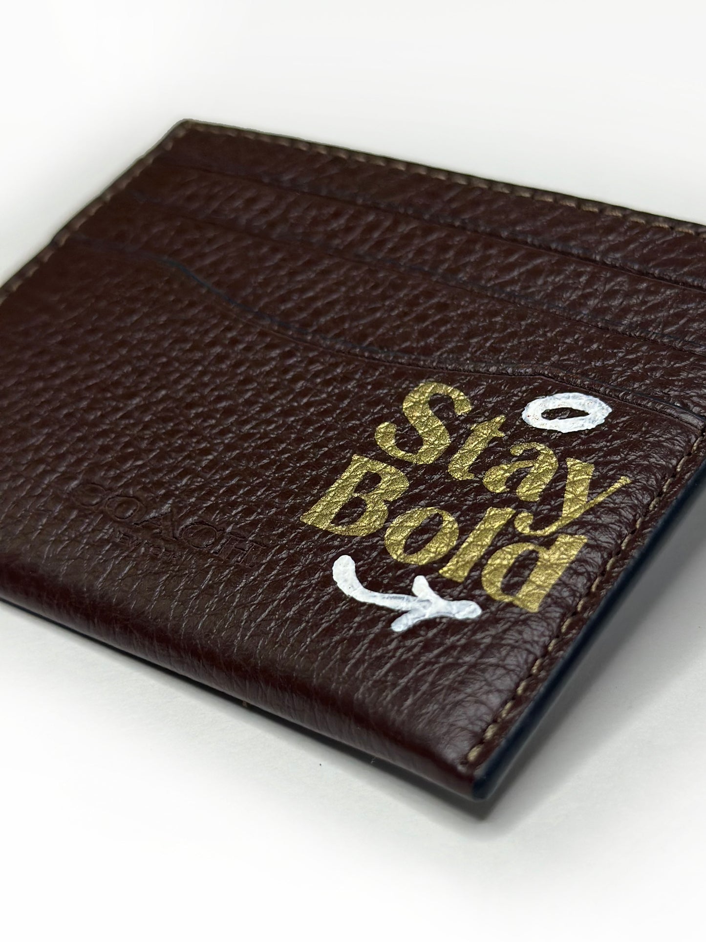 Coach Dark Brown “STAY BOLD” Hand-Painted Cardholder