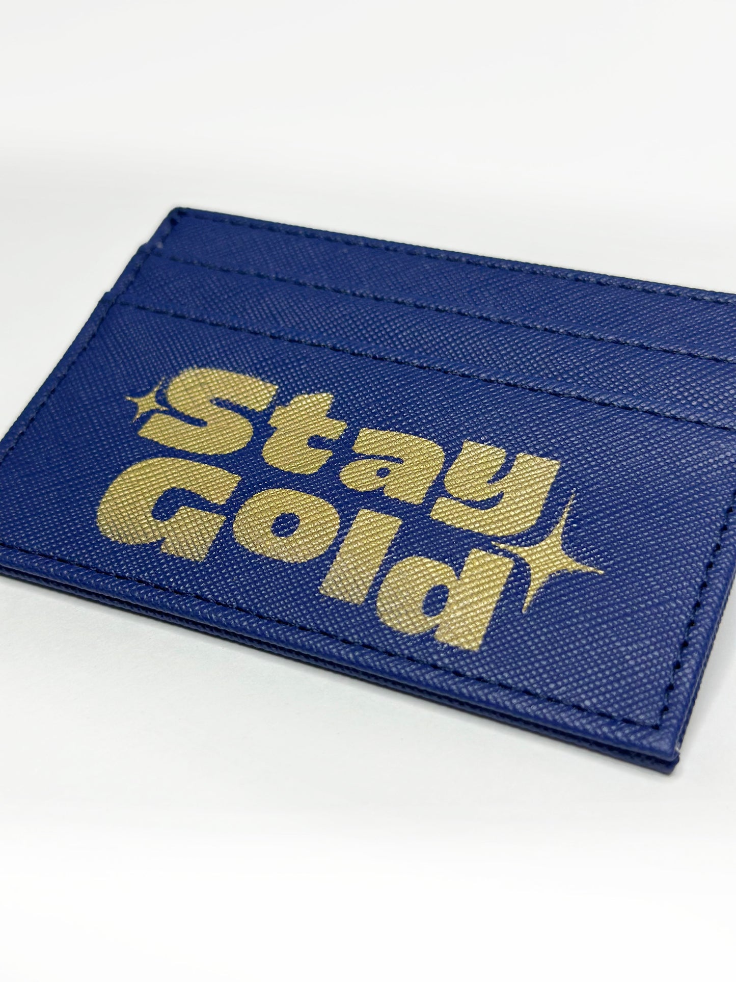 “STAY GOLD” Hand-Painted Navy Cardholder